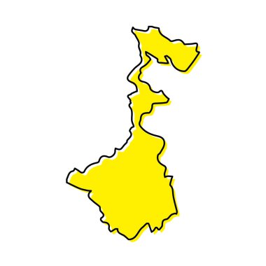 Simple outline map of West Bengal is a state of India. Stylized minimal line design