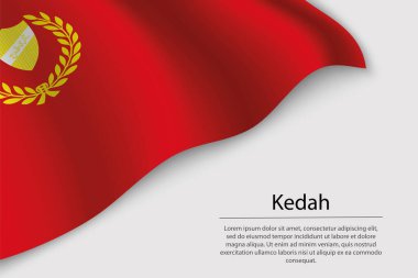 Wave flag of Kedah is a region of Malaysia. Banner or ribbon vector template