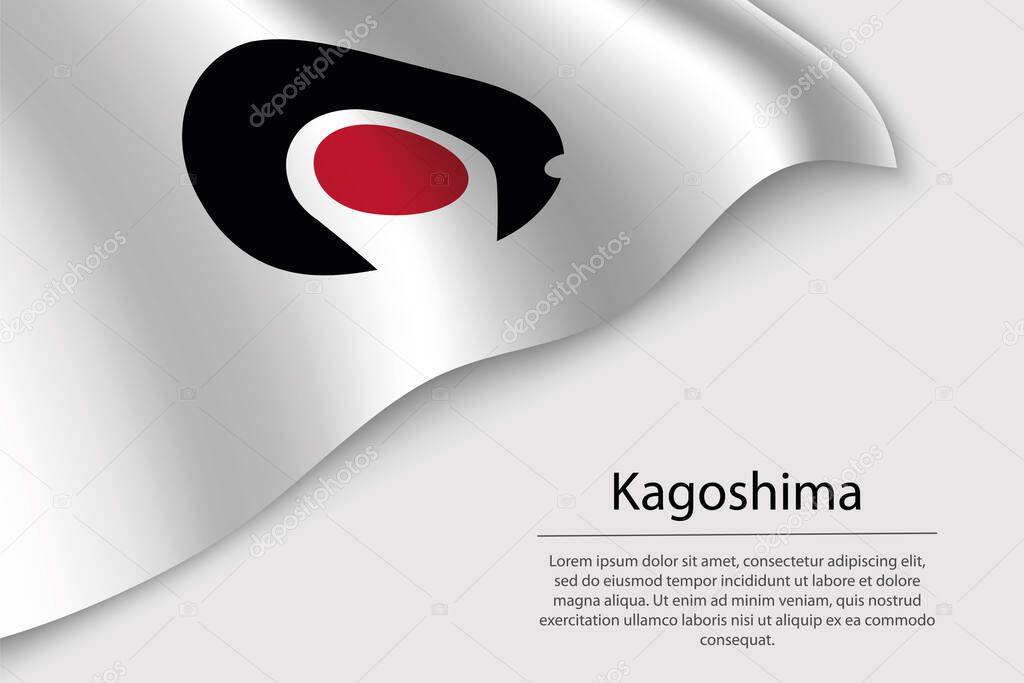Wave flag of Kagoshima is a region of Japan. Banner or ribbon vector template