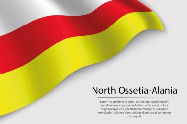 Wave flag of North Ossetia-Alania is a region of Russia. Banner or ribbon vector template