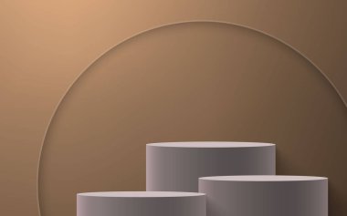 3d realistic podium or pedestal on gold background. Product presentation mockup