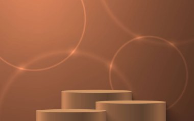 3d realistic podium or pedestal on gold luxury background. Product presentation mockup
