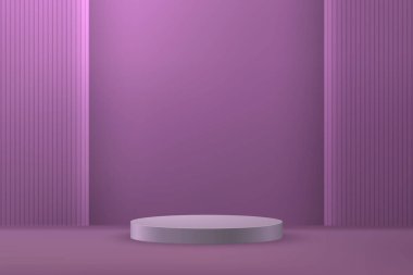 3d realistic podium or pedestal on purple luxury background. Product presentation mockup