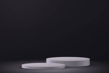 3d realistic podium or pedestal on black background. Product presentation mockup