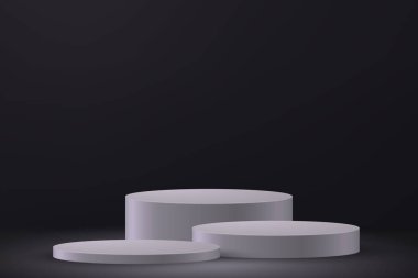 3d realistic podium or pedestal on black background. Product presentation mockup