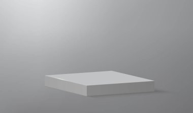 3d realistic square podium or pedestal on empty studio background. Product presentation mockup
