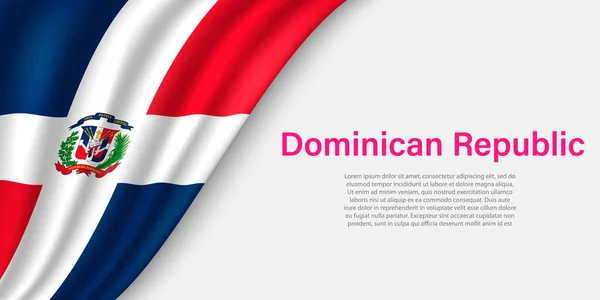 Хвильовий Прапор Домініканської Республіки Білому Тлі Банер Або Стрічковий Вектор — стоковий вектор