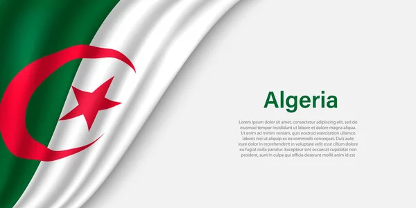 Хвильовий Прапор Алжиру Білому Тлі Банер Або Стрічковий Вектор Шаблон — стоковий вектор