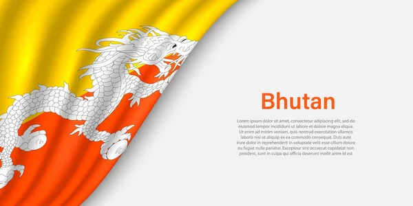 Прапор Бутану Білому Тлі Банер Або Стрічковий Вектор Шаблон Дня — стоковий вектор