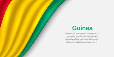 Beyaz arka planda Gine bayrağı dalgası. Bağımsızlık Günü için bayrak veya kurdele vektör şablonu