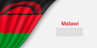 Beyaz arka planda Madagaskar 'ın dalga bayrağı. Bağımsızlık Günü için bayrak veya kurdele vektör şablonu