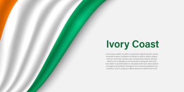 Beyaz arka planda Fildişi Sahili 'nin dalga bayrağı. Bağımsızlık Günü için bayrak veya kurdele vektör şablonu