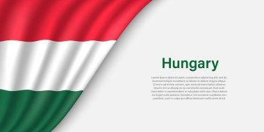 Beyaz arka planda Macaristan 'ın dalga bayrağı. Bağımsızlık Günü için bayrak veya kurdele vektör şablonu