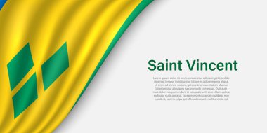 Wave flag of Saint Vincent on white background. Banner or ribbon vector template for independence day