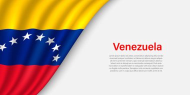 Beyaz arka planda Venezuela 'nın dalga bayrağı. Bağımsızlık Günü için bayrak veya kurdele vektör şablonu