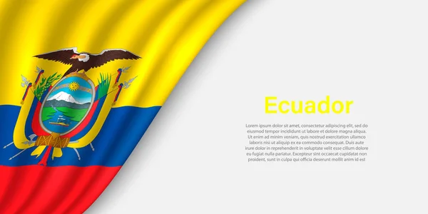 Прапор Еквадору Білому Тлі Банер Або Стрічковий Вектор Шаблон Дня — стоковий вектор