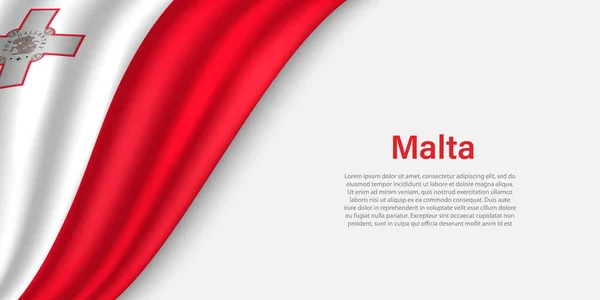 Хвильовий Прапор Мальти Білому Тлі Банер Або Стрічковий Вектор Шаблон — стоковий вектор