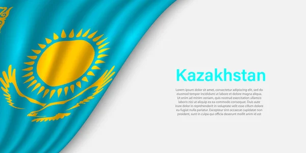 Прапор Республіки Казахстан Білому Тлі Банер Або Стрічковий Вектор Шаблон — стоковий вектор