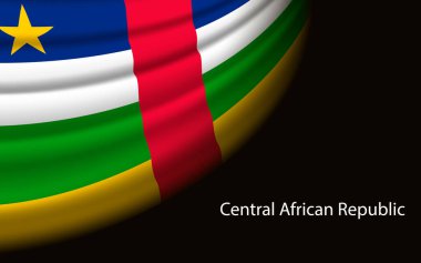 Wave flag of Central African Republic on dark background. Banner or ribbon vector template for independence day
