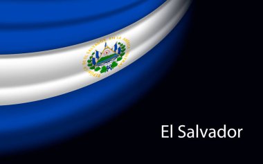 Wave flag of El Salvador on dark background. Banner or ribbon vector template for independence day