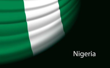 Wave flag of Nigeria on dark background. Banner or ribbon vector template for independence day