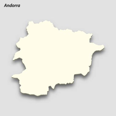 3d isometric map of Andorra isolated with shadow. Paper card style vector illustration