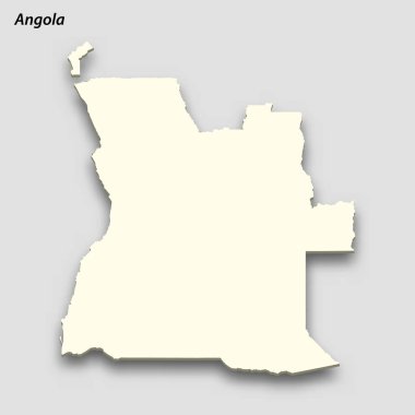3d isometric map of Angola isolated with shadow. Paper card style vector illustration