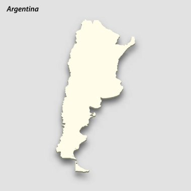 3d isometric map of Argentina isolated with shadow. Paper card style vector illustration
