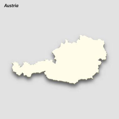 3d isometric map of Austria isolated with shadow. Paper card style vector illustration