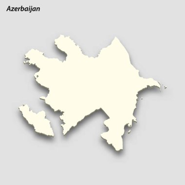 3d isometric map of Azerbaijan isolated with shadow. Paper card style vector illustration