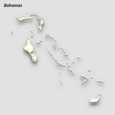 3d isometric map of Bahamas isolated with shadow. Paper card style vector illustration