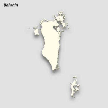 3d isometric map of Bahrain isolated with shadow. Paper card style vector illustration