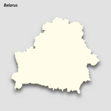 3d isometric map of Belarus isolated with shadow. Paper card style vector illustration