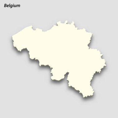 3d isometric map of Belgium isolated with shadow. Paper card style vector illustration