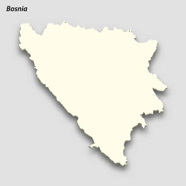 3d isometric map of Bosnia isolated with shadow. Paper card style vector illustration