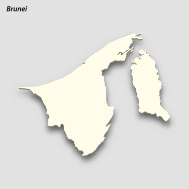 3d isometric map of Brunei isolated with shadow. Paper card style vector illustration