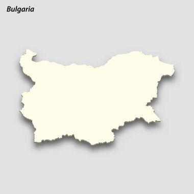 3d isometric map of Bulgaria isolated with shadow. Paper card style vector illustration