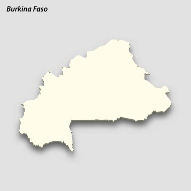 3d isometric map of Burkina Faso isolated with shadow. Paper card style vector illustration