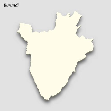 3d isometric map of Burundi isolated with shadow. Paper card style vector illustration