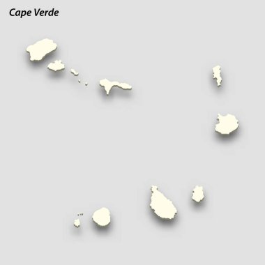 3d isometric map of Cape Verde isolated with shadow. Paper card style vector illustration