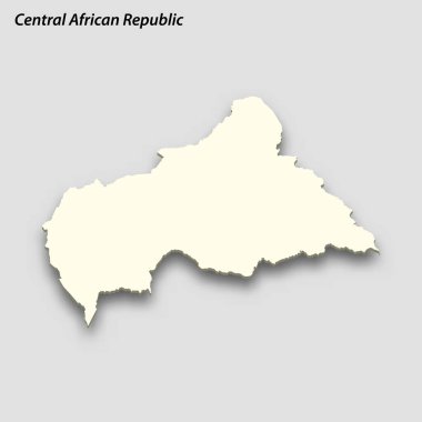 3d isometric map of Central African Republic isolated with shadow. Paper card style vector illustration