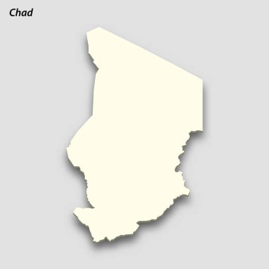 3d isometric map of Chad isolated with shadow. Paper card style vector illustration