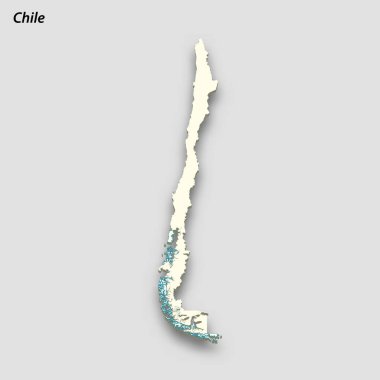 3d isometric map of Chile isolated with shadow. Paper card style vector illustration