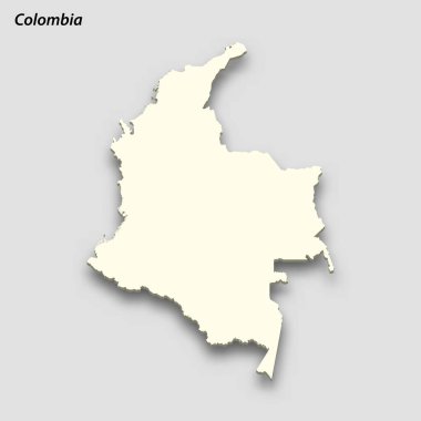 3d isometric map of Colombia isolated with shadow. Paper card style vector illustration