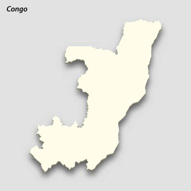 3d isometric map of Congo isolated with shadow. Paper card style vector illustration
