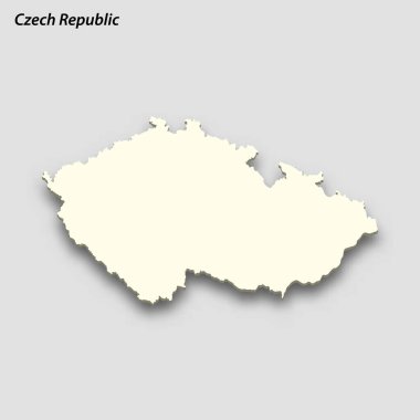 3d isometric map of Czech Republic isolated with shadow. Paper card style vector illustration