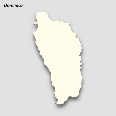 3d isometric map of Dominica isolated with shadow. Paper card style vector illustration