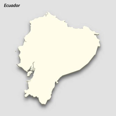 3d isometric map of Ecuador isolated with shadow. Paper card style vector illustration