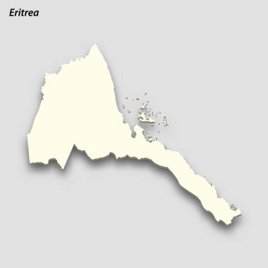 3d isometric map of Eritrea isolated with shadow. Paper card style vector illustration