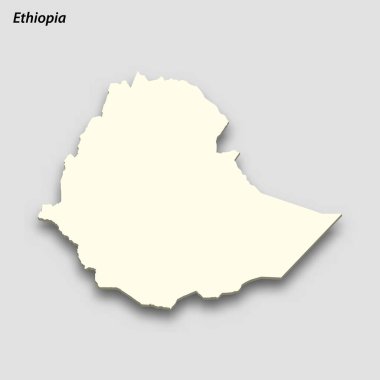 3d isometric map of Ethiopia isolated with shadow. Paper card style vector illustration